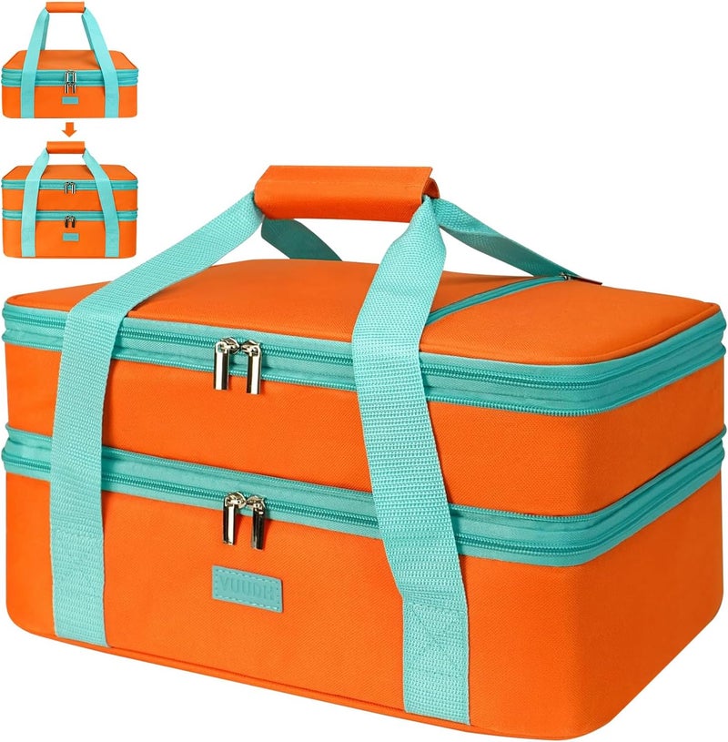 Vuudh Expandable Casserole Carrier Bag - Double Decker Food Bag, Insulated Casserole Carrier for Hot or Cold Food, Lasagna Holder Tote for Picnics,Beaches,Traveling or Gifts - Image 1